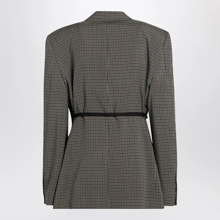 Balenciaga - Vichy-pattern jacket with side lace detail Brand Coats &amp; Jackets