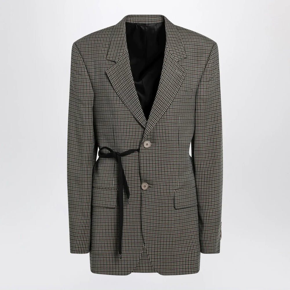 Balenciaga - Vichy-pattern jacket with side lace detail Brand Coats & Jackets 36  FR
