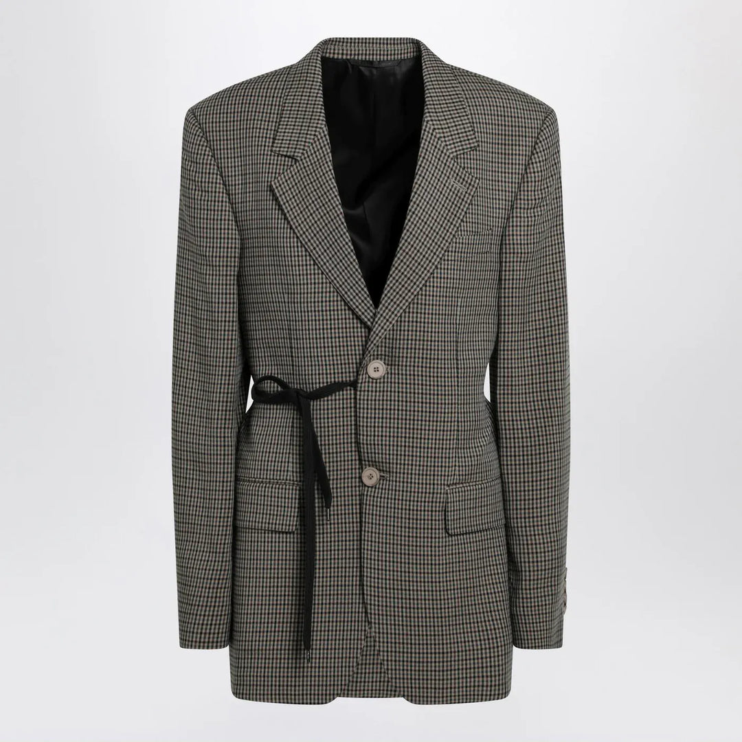 Balenciaga - Vichy-pattern jacket with side lace detail Brand Coats &amp; Jackets 36  FR