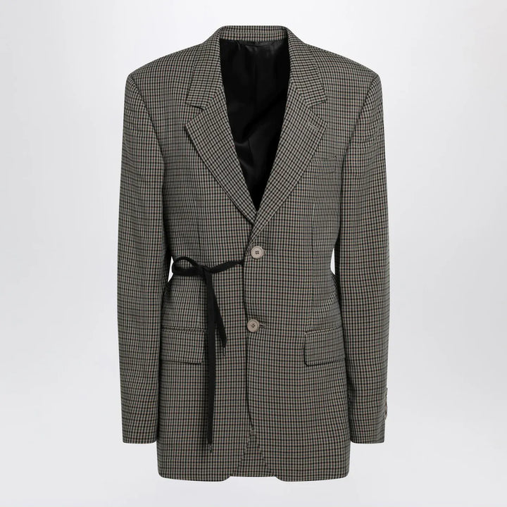 Balenciaga - Vichy-pattern jacket with side lace detail Brand Coats &amp; Jackets 36  FR
