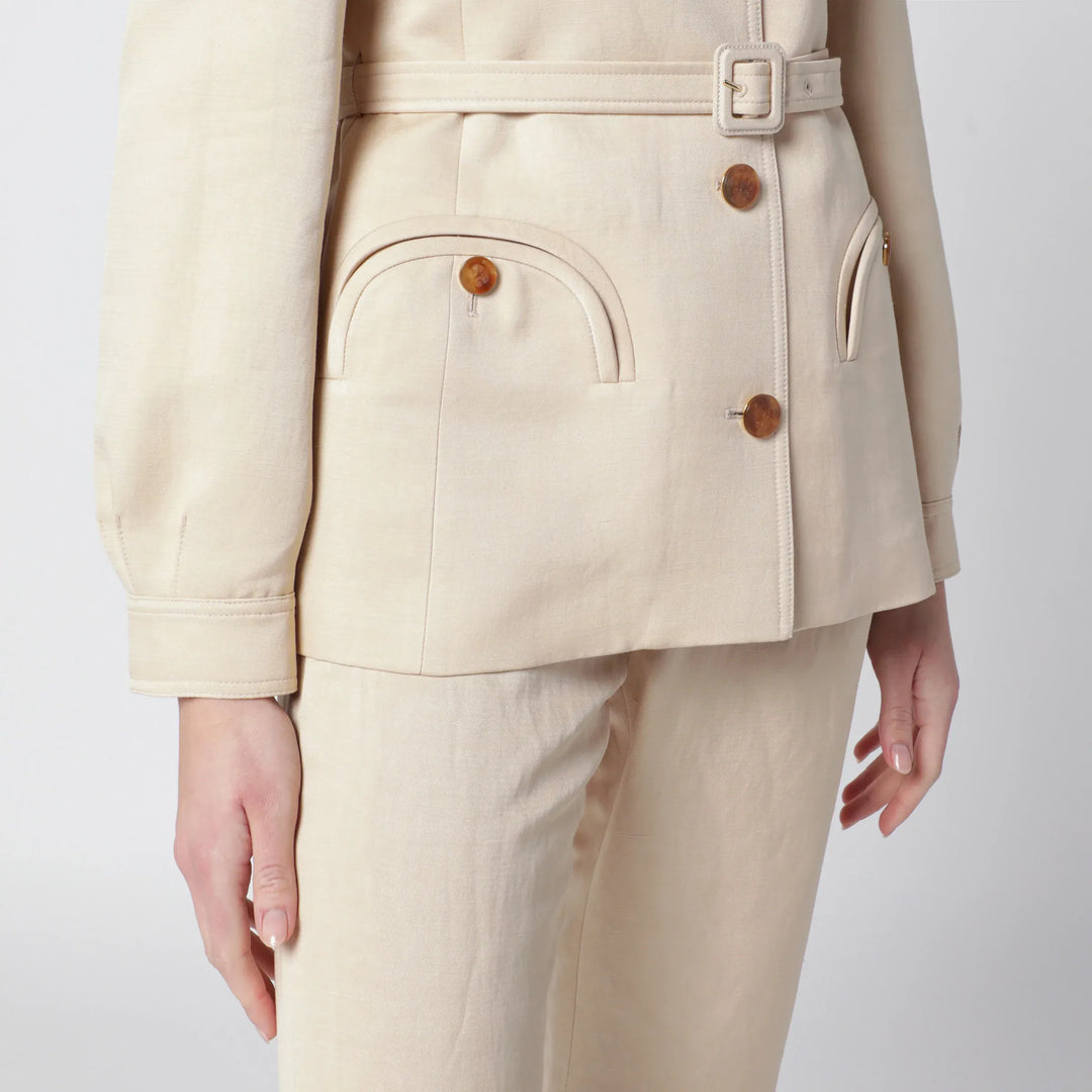 Blazé Milano - Paint jacket with belt in Champagne Brand Coats &amp; Jackets