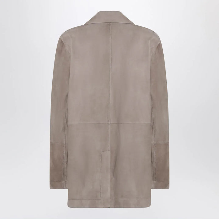 Brunello Cucinelli - Light brown suede single-breasted blazer Brand Coats &amp; Jackets 40  IT