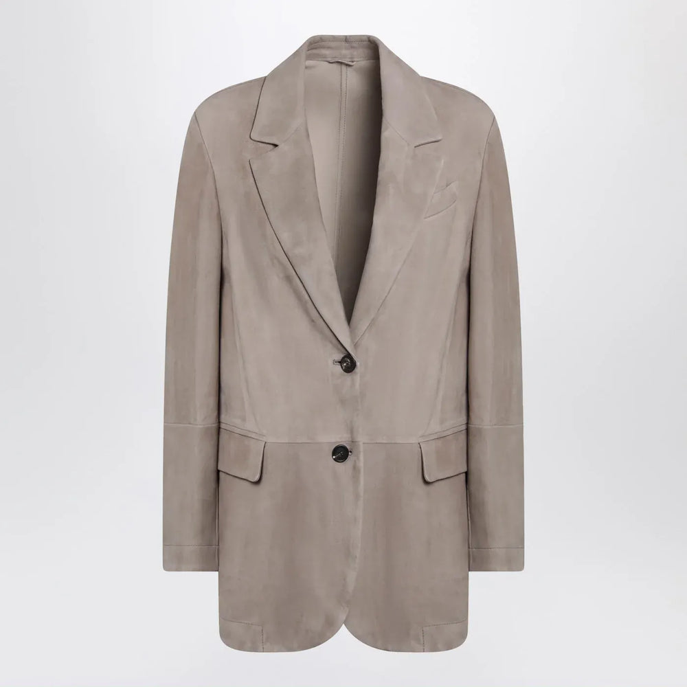 Brunello Cucinelli - Light brown suede single-breasted blazer Brand Coats & Jackets 40  IT