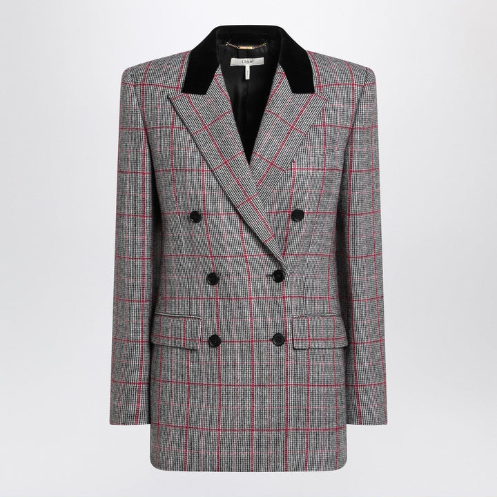 Coats &amp; Jackets 38  FR Chloé - Black/white checkered wool double-breasted blazer Brand