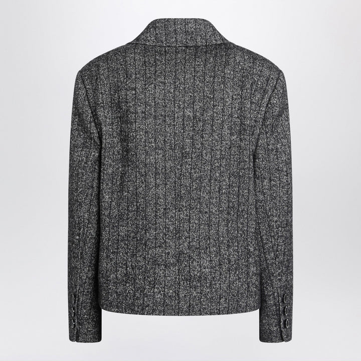 Dolce&amp;Gabbana - Dark grey short oversized striped jacket Brand Coats &amp; Jackets