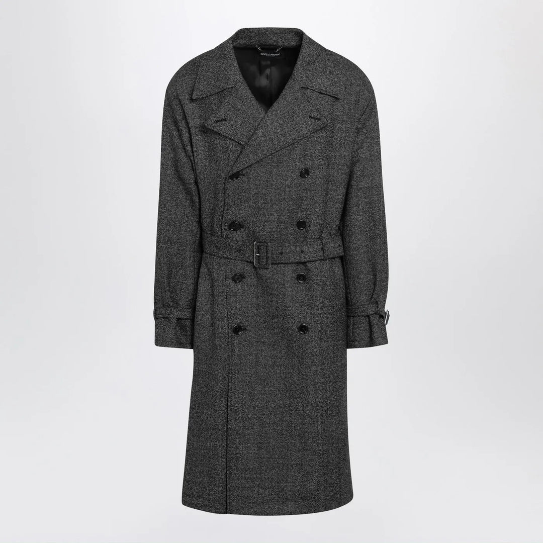 Dolce&amp;Gabbana - Grey wool double-breasted coat Brand Coats &amp; Jackets 50 IT