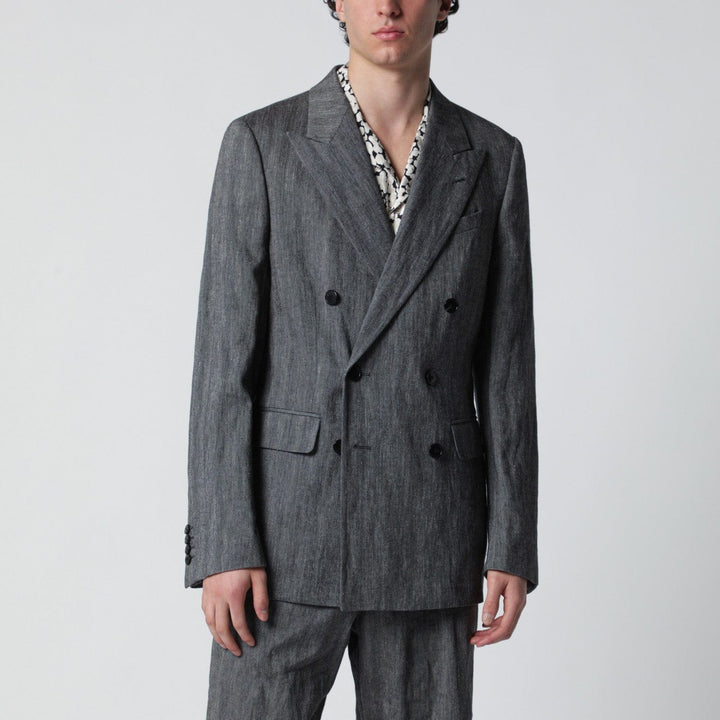 Coats &amp; Jackets 50 IT Dries Van Noten - Black herringbone double-breasted jacket Brand