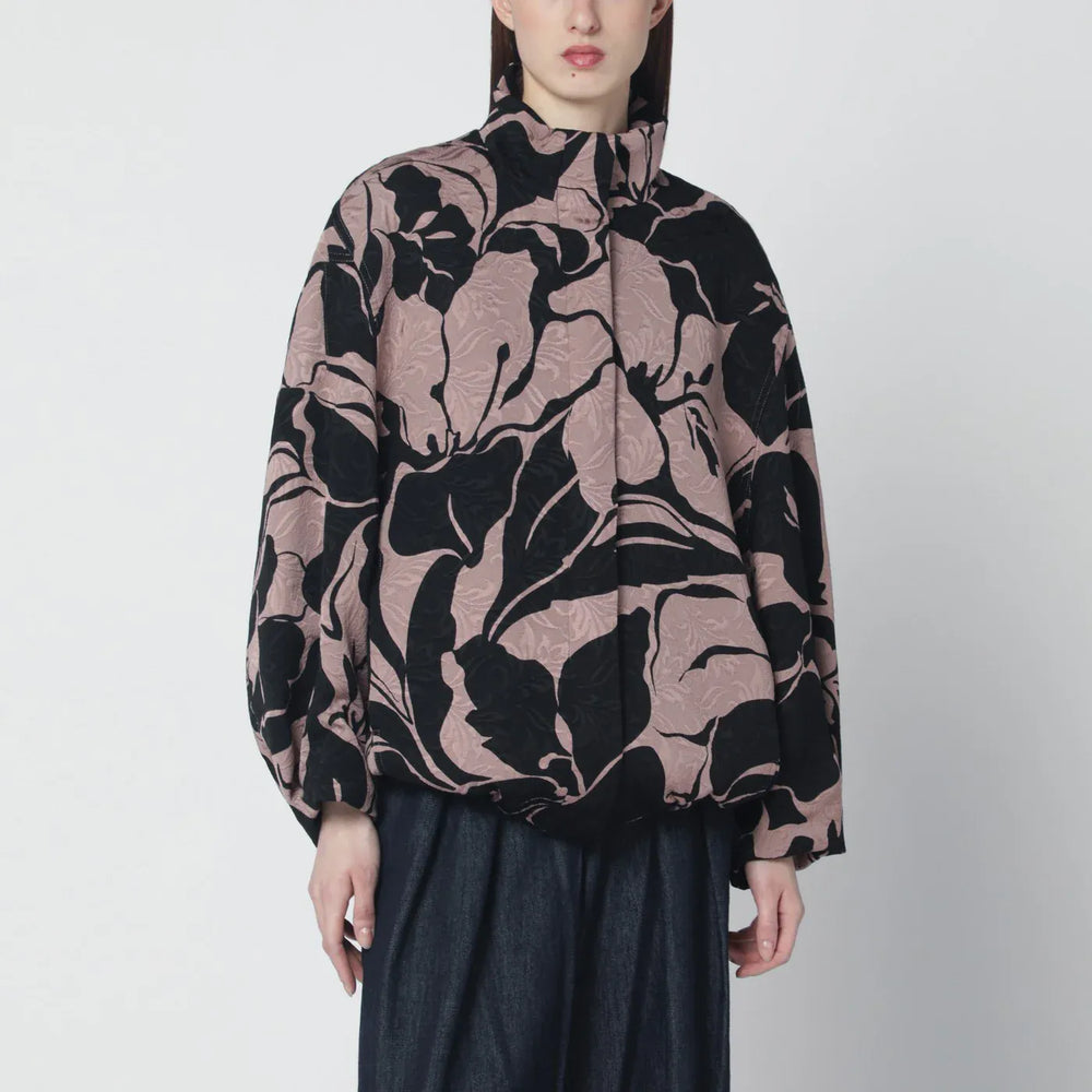 Dries Van Noten - Black jacket with floral jacquard texture Brand Coats & Jackets M