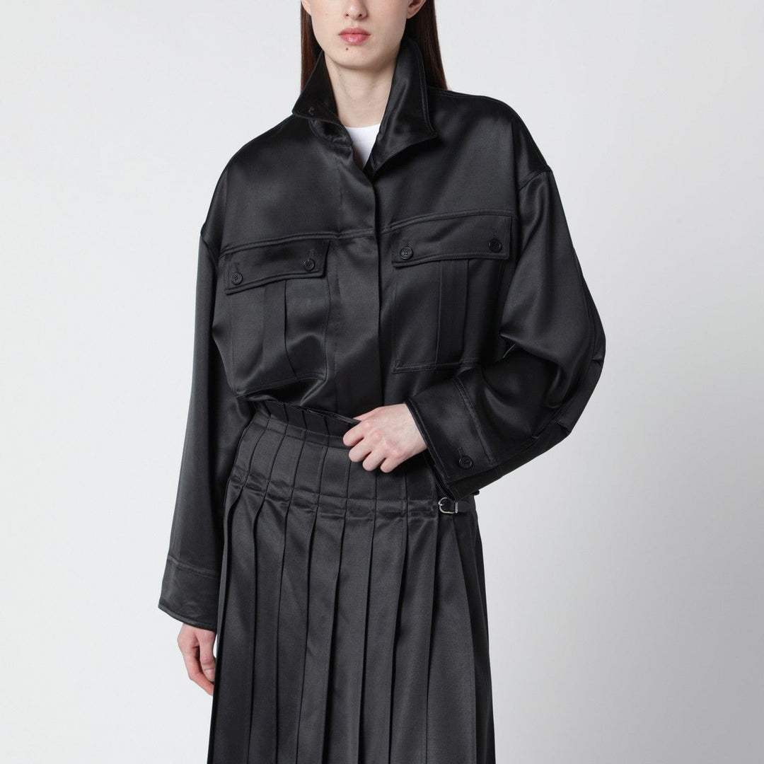 Coats & Jackets Durazzi Milano - Dark grey glossy viscose shirt jacket Brand