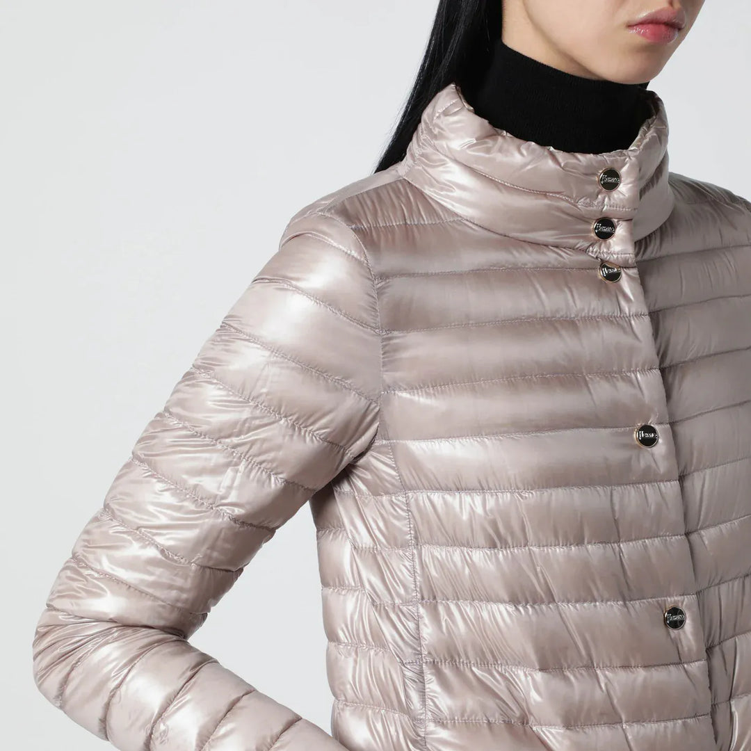 HERNO - Light pink quilted nylon padded jacket Brand Coats &amp; Jackets