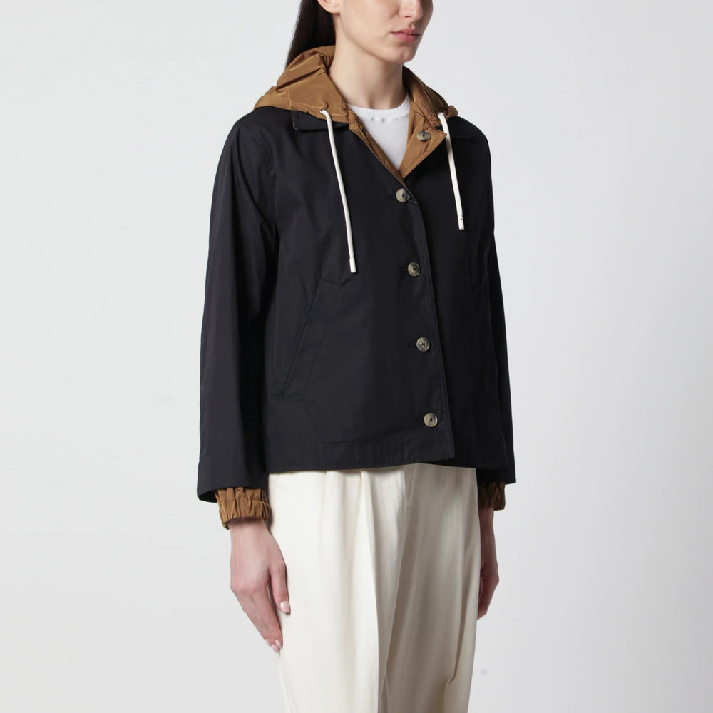 HERNO - Reversible Jacket Blue/Caramel in Cotton Gabardine Brand Coats & Jackets 40  IT