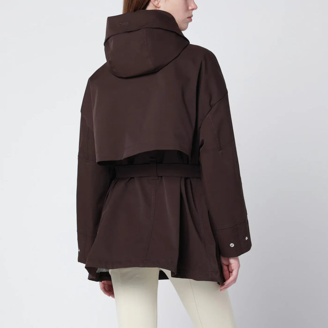 HERNO - Short Laminar coffee-colored parka Brand Coats &amp; Jackets