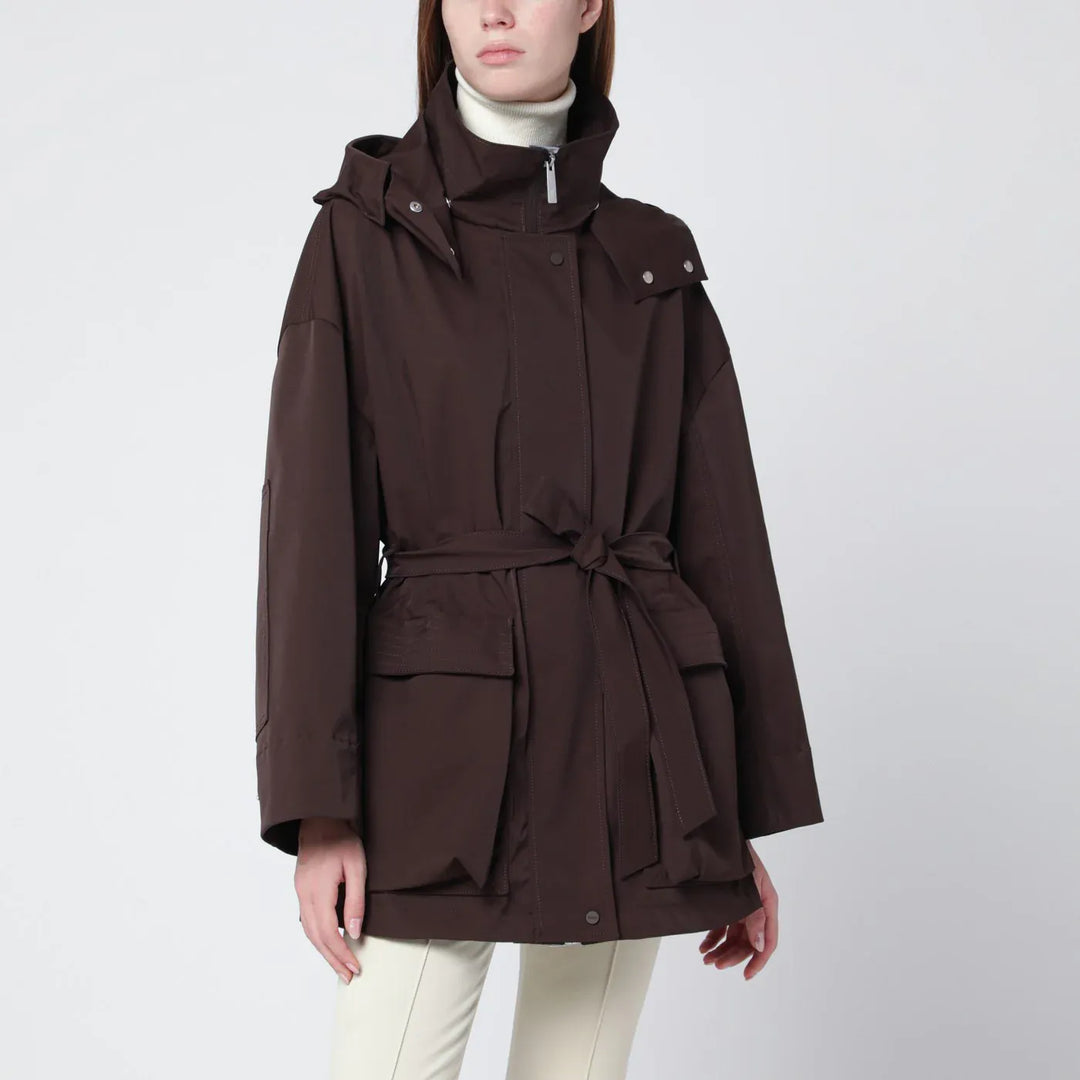 HERNO - Short Laminar coffee-colored parka Brand Coats &amp; Jackets M