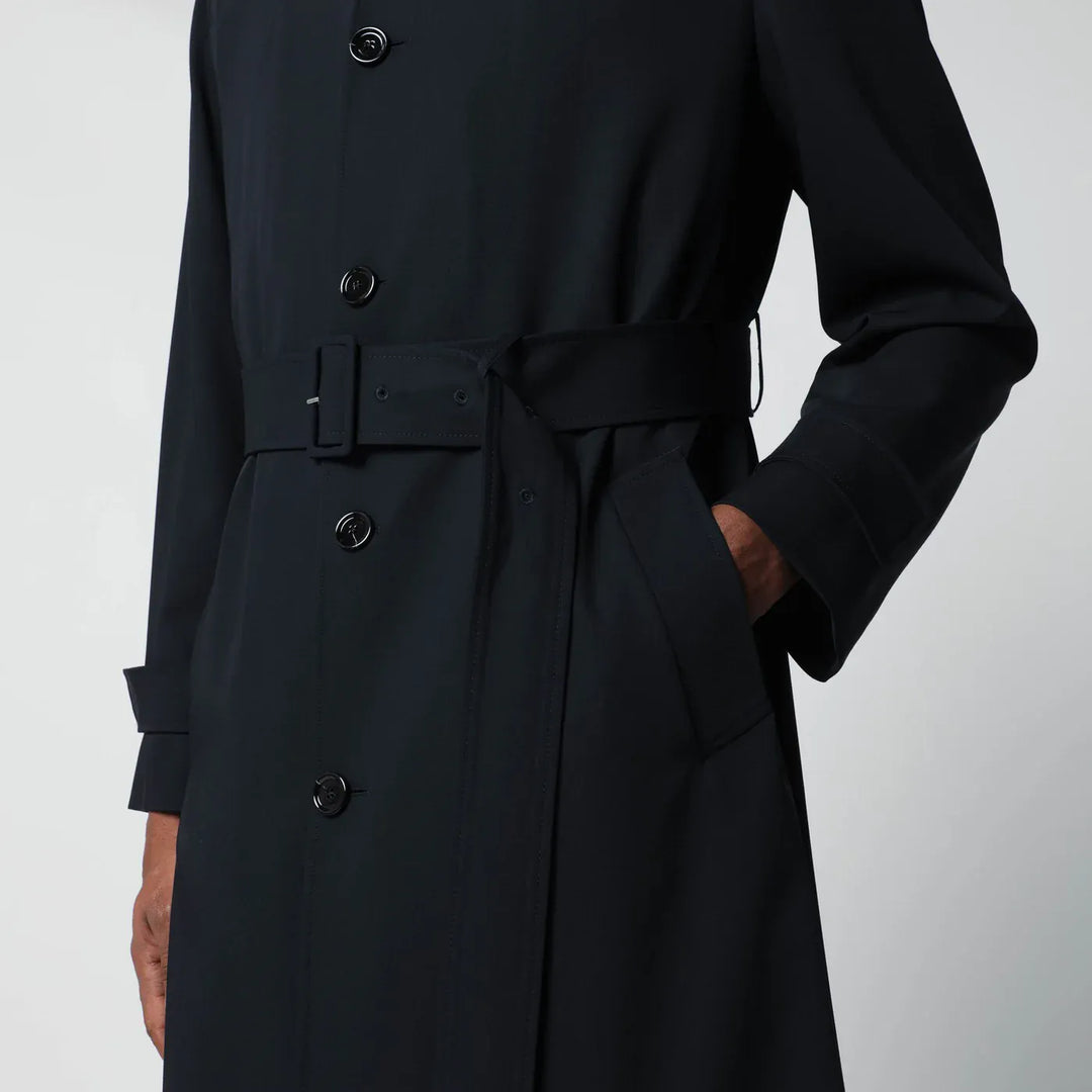 Lardini - Blue single-breasted wool trench coat Brand Coats &amp; Jackets
