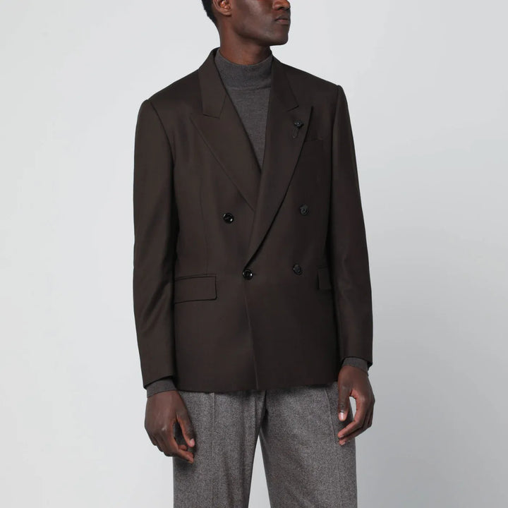 Lardini - Brown double-breasted wool jacket Brand Coats &amp; Jackets 46 IT