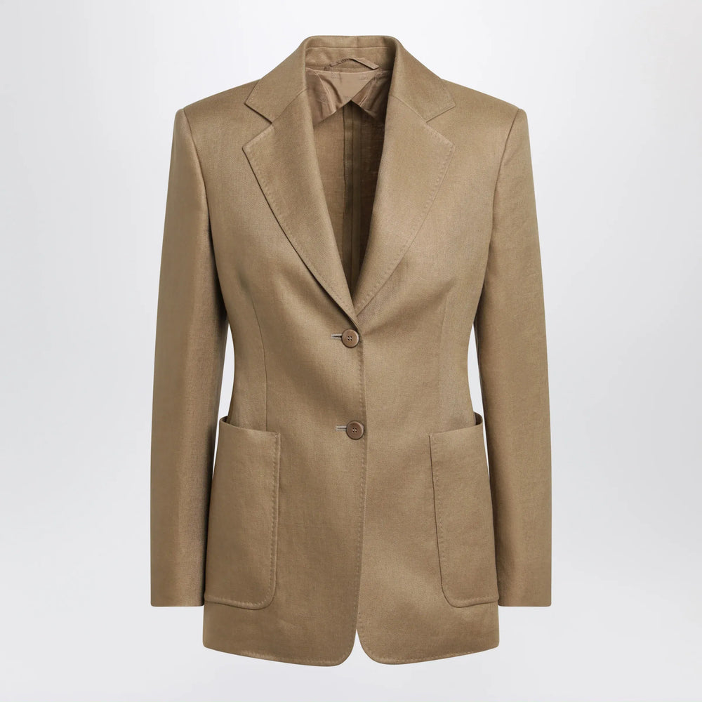 Max Mara - Semi-fitted single-breasted blazer in beige linen Brand Coats & Jackets 38  IT