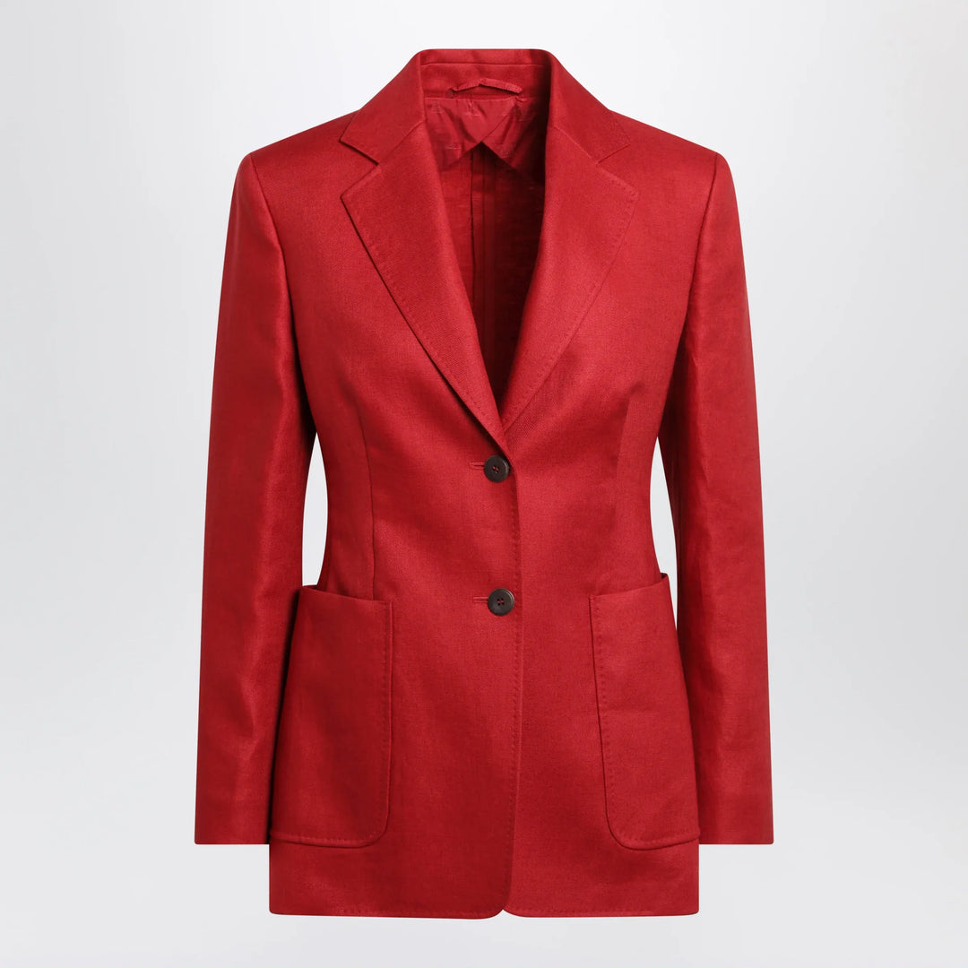 Max Mara - Semi-fitted single-breasted blazer in red linen Brand Coats &amp; Jackets 38  IT