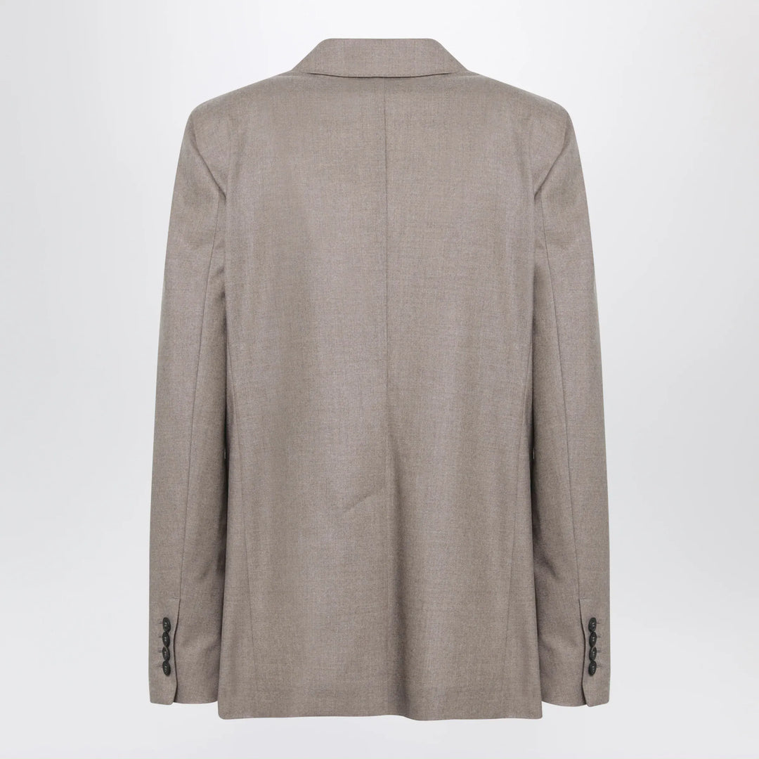Max Mara - Single-Breasted Jacket in Dark Khaki Cashmere Foulé Brand Coats &amp; Jackets