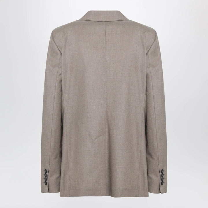 Max Mara - Single-Breasted Jacket in Dark Khaki Cashmere Foulé Brand Coats &amp; Jackets
