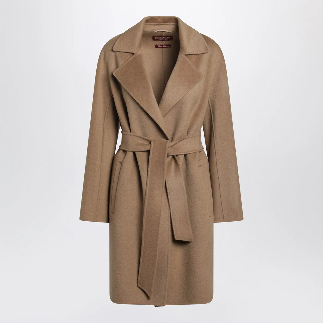 Max Mara Studio - Camel wrap coat in cashmere and wool Brand Coats &amp; Jackets 40  IT