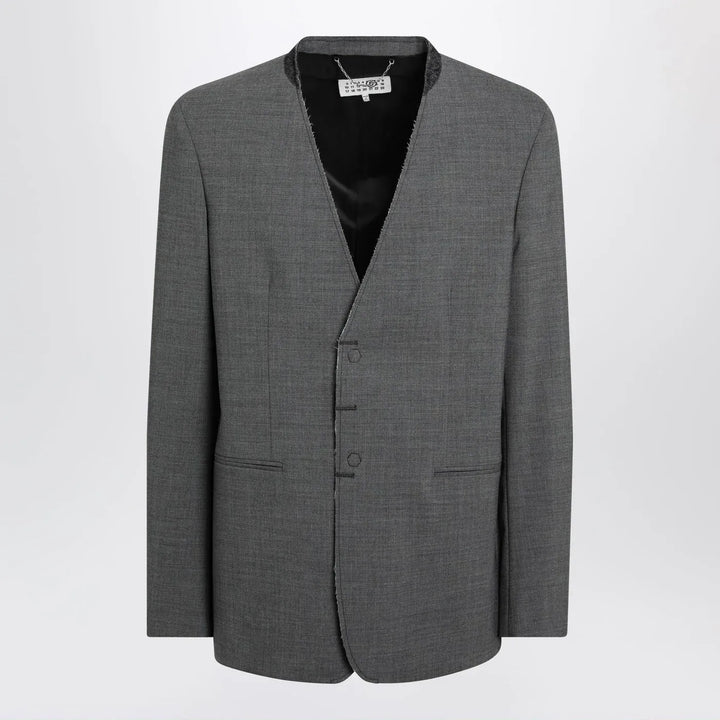 MM6 Maison Margiela - Grey mélange wool-blend jacket Brand Coats &amp; Jackets 48 IT