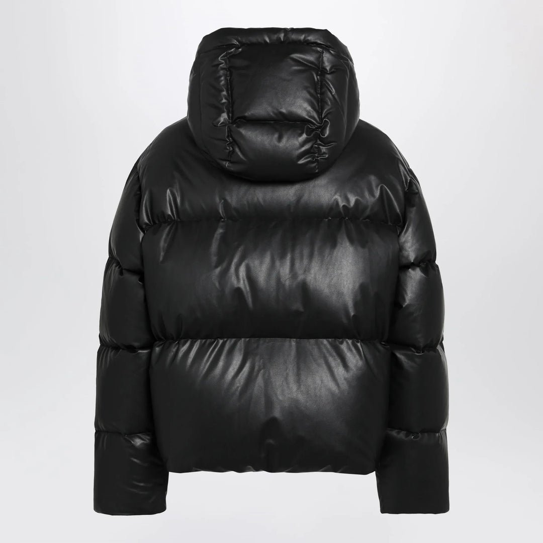 MM6 Maison Margiela - Hooded down jacket in glossy leather black Brand Coats &amp; Jackets