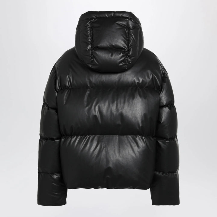 MM6 Maison Margiela - Hooded down jacket in glossy leather black Brand Coats &amp; Jackets