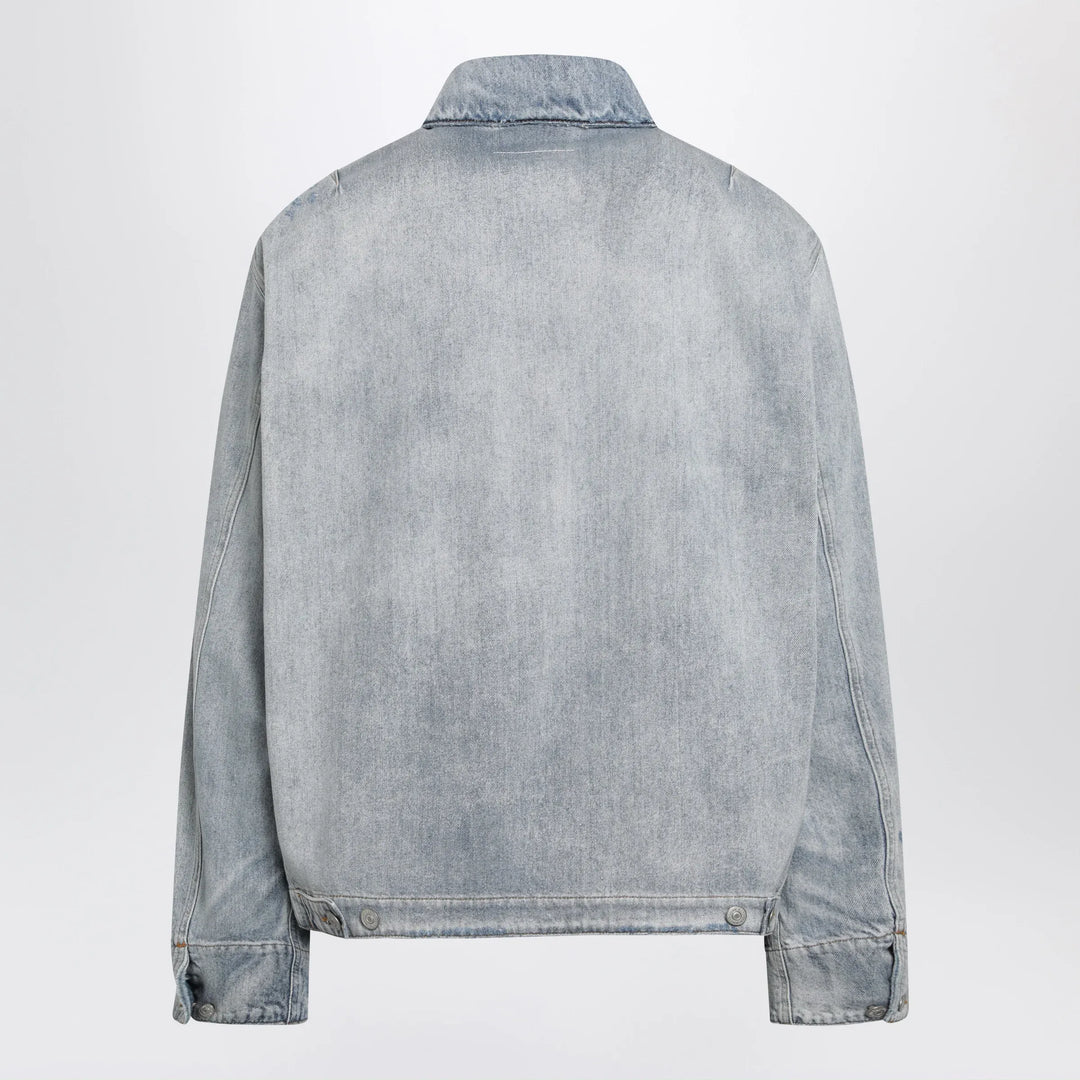 MM6 Maison Margiela - Washed Blue Zip-Up Denim Jacket Brand Coats &amp; Jackets