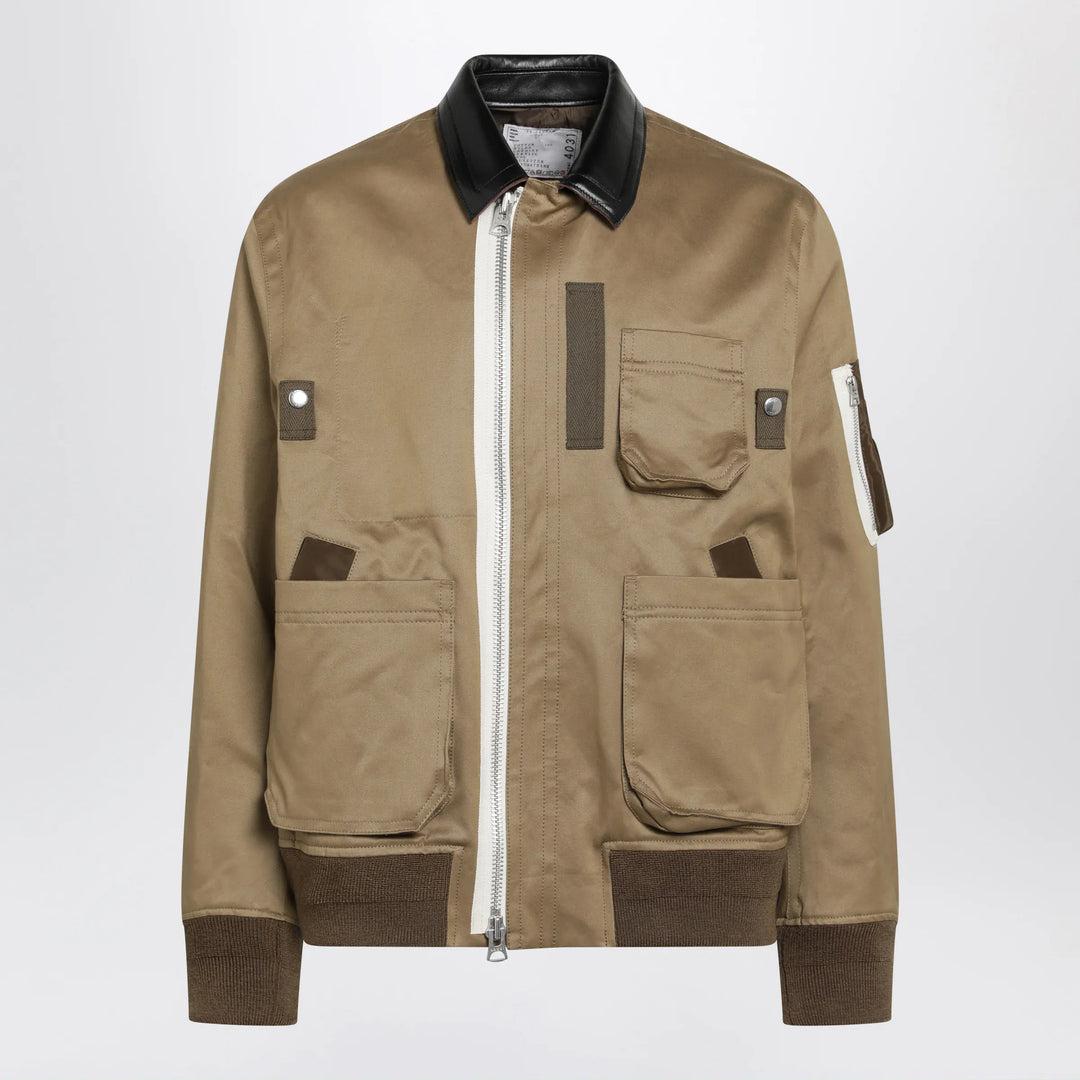 Sacai - Beige cotton and nylon bomber jacket Brand Coats &amp; Jackets 2