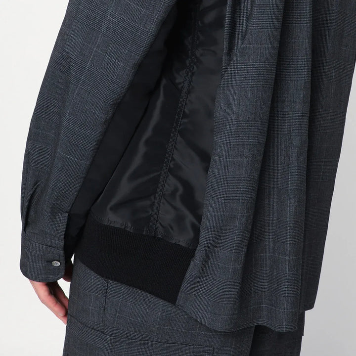 Sacai - Gray plaid wool shirt jacket Brand Coats &amp; Jackets 3