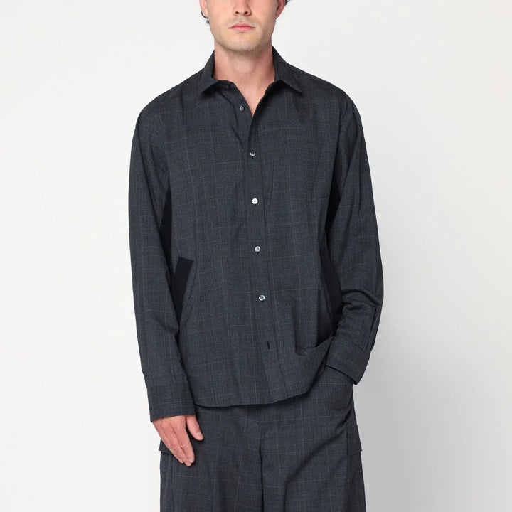 Sacai - Gray plaid wool shirt jacket Brand Coats &amp; Jackets 3