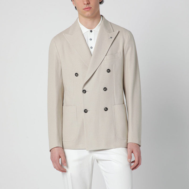 Coats &amp; Jackets Tagliatore - Beige double-breasted cotton jacket Brand