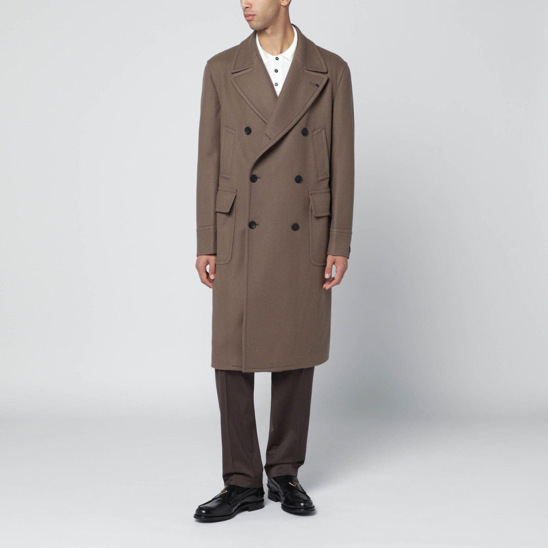 Coats &amp; Jackets 46 IT Tagliatore - Taupe double-breasted wool-blend coat Brand