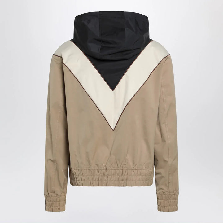 Valentino - Black butter and camel jacket with Vlogo patch Brand Coats &amp; Jackets