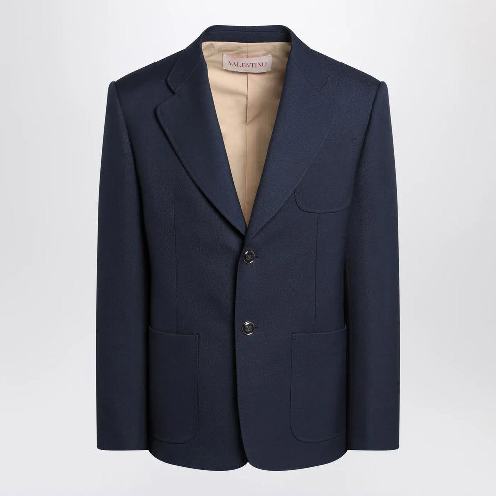 Valentino - Blue single-breasted wool jacket Brand Coats & Jackets 48 IT