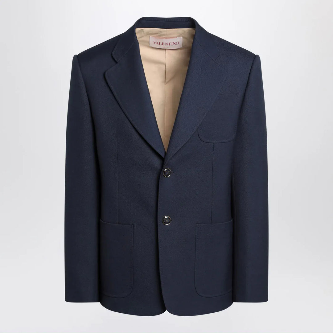 Valentino - Blue single-breasted wool jacket Brand Coats &amp; Jackets 48 IT