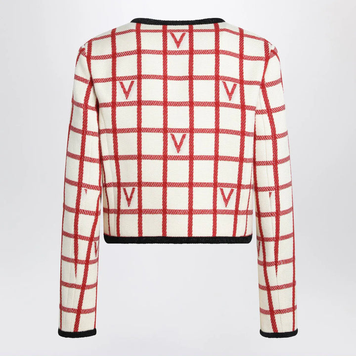 Valentino - Ivory jacket with Check Vlogo pattern Brand Coats &amp; Jackets 42  IT