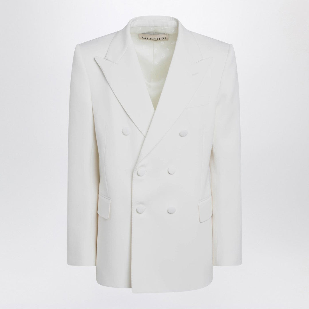 Coats &amp; Jackets 50 IT Valentino - Milk-colored double-breasted jacket in wool Brand