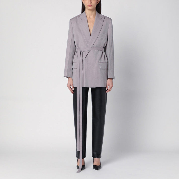 Coats &amp; Jackets 12 UK Victoria Beckham - Light grey wool jacket with belt Brand