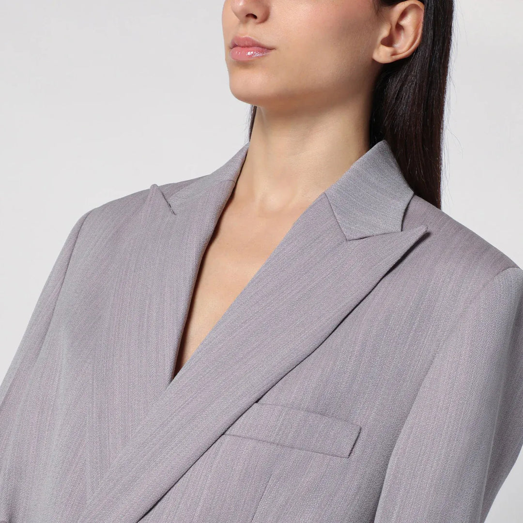 Victoria Beckham - Light grey wool jacket with belt Brand Coats &amp; Jackets 12 UK