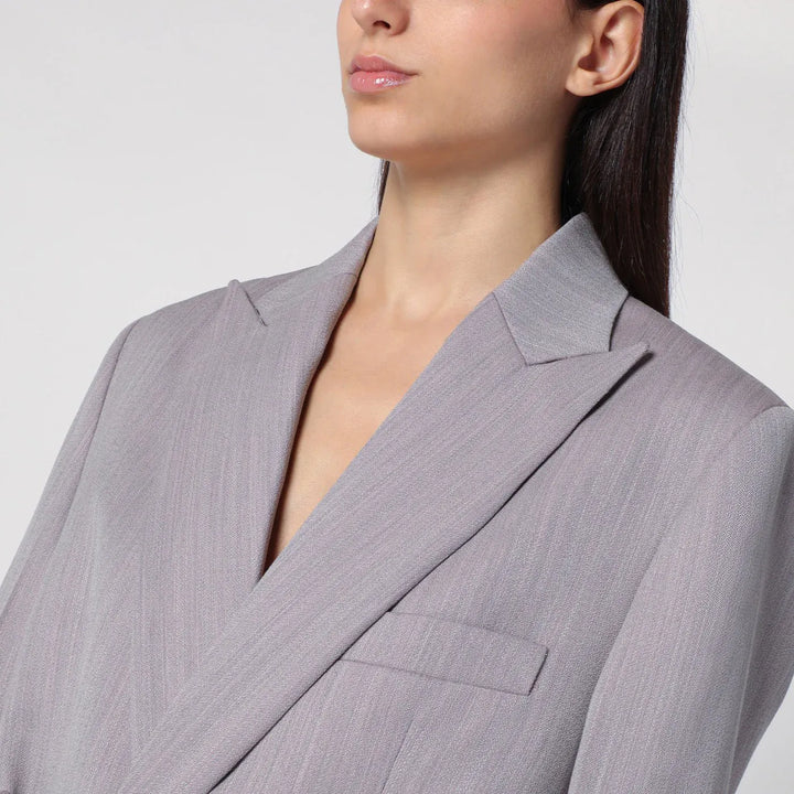 Victoria Beckham - Light grey wool jacket with belt Brand Coats &amp; Jackets 12 UK
