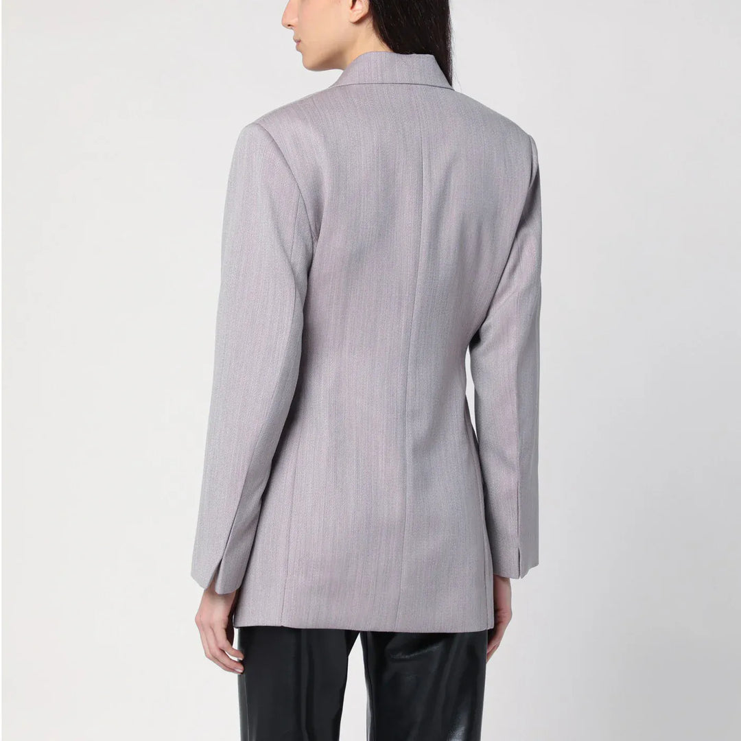 Victoria Beckham - Light grey wool jacket with belt Brand Coats &amp; Jackets 12 UK