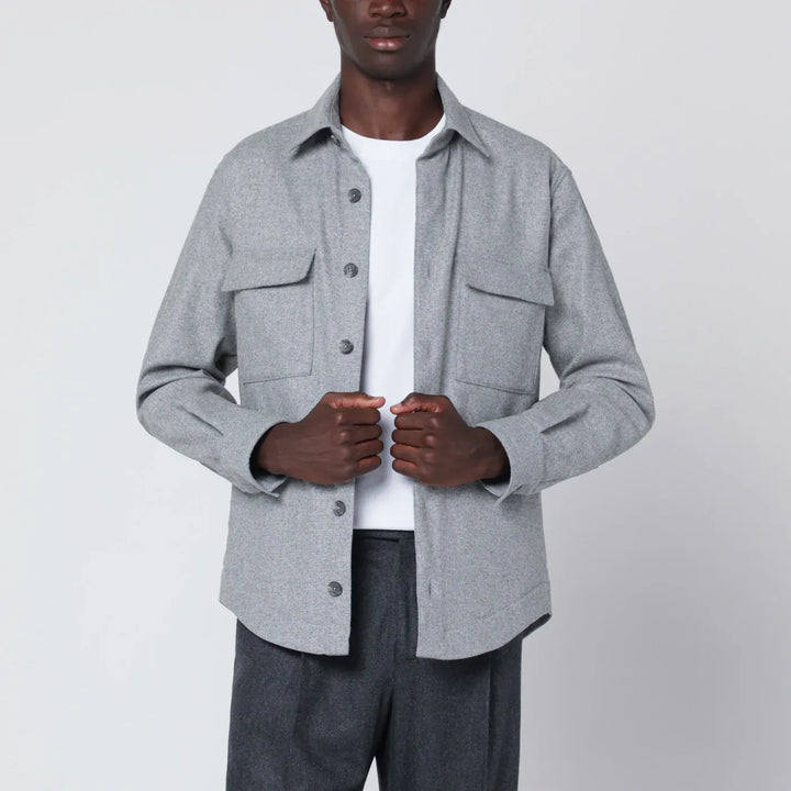 XACUS - Gray overshirt jacket in wool blend Brand Coats &amp; Jackets XL