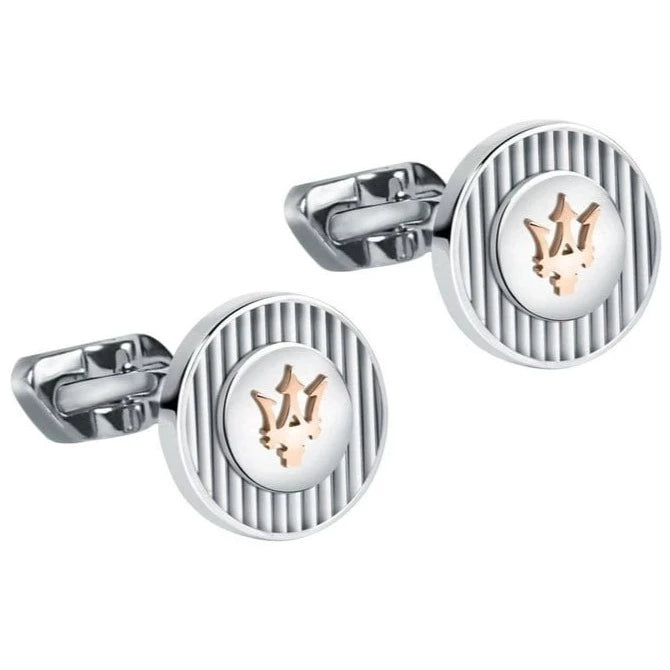 Maserati Cufflinks Maserati Leggenda Silver & Rose Gold Cufflinks Brand