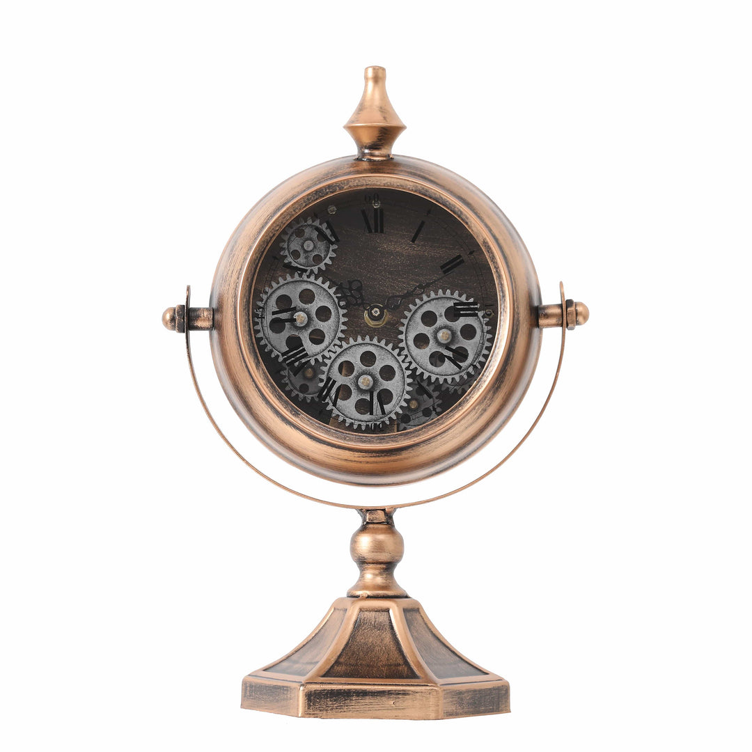 Chilli Desk & Shelf Clocks Copernico Free Standing Moving Cogs Table Clock - Rose Gold Copper Brand