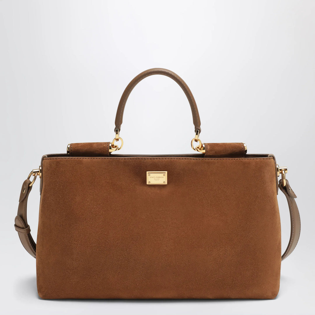Dolce&Gabbana - Medium Vittoria suede bag in camel Brand U