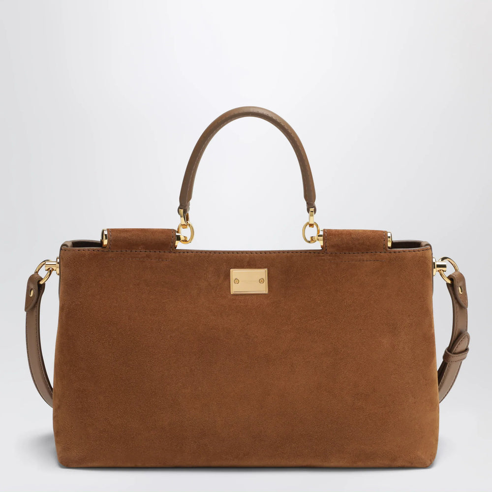 Dolce&Gabbana - Medium Vittoria suede bag in camel Brand U