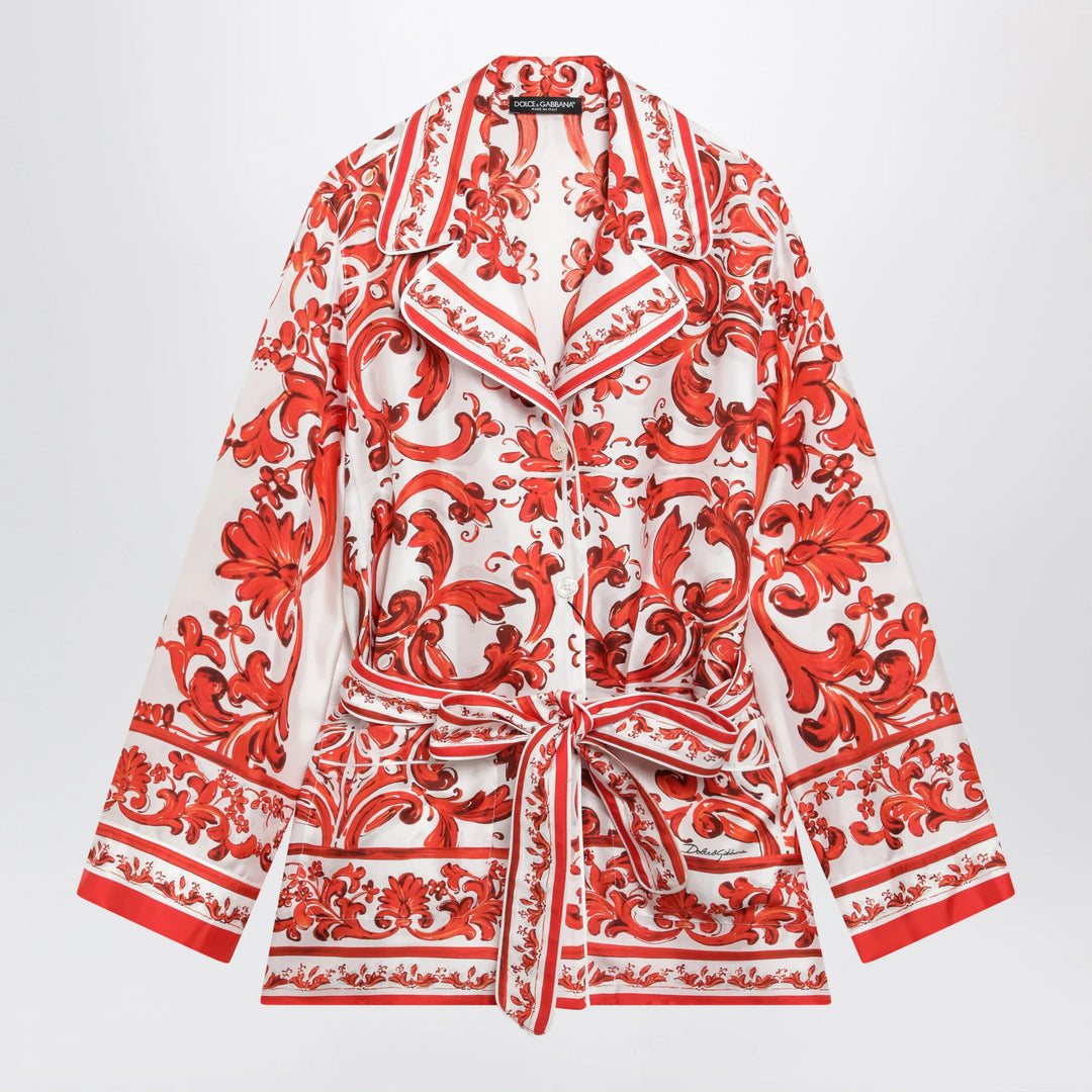 Dolce&Gabbana - Vanity shirt in silk with majolica print, multicolor Brand 42  IT