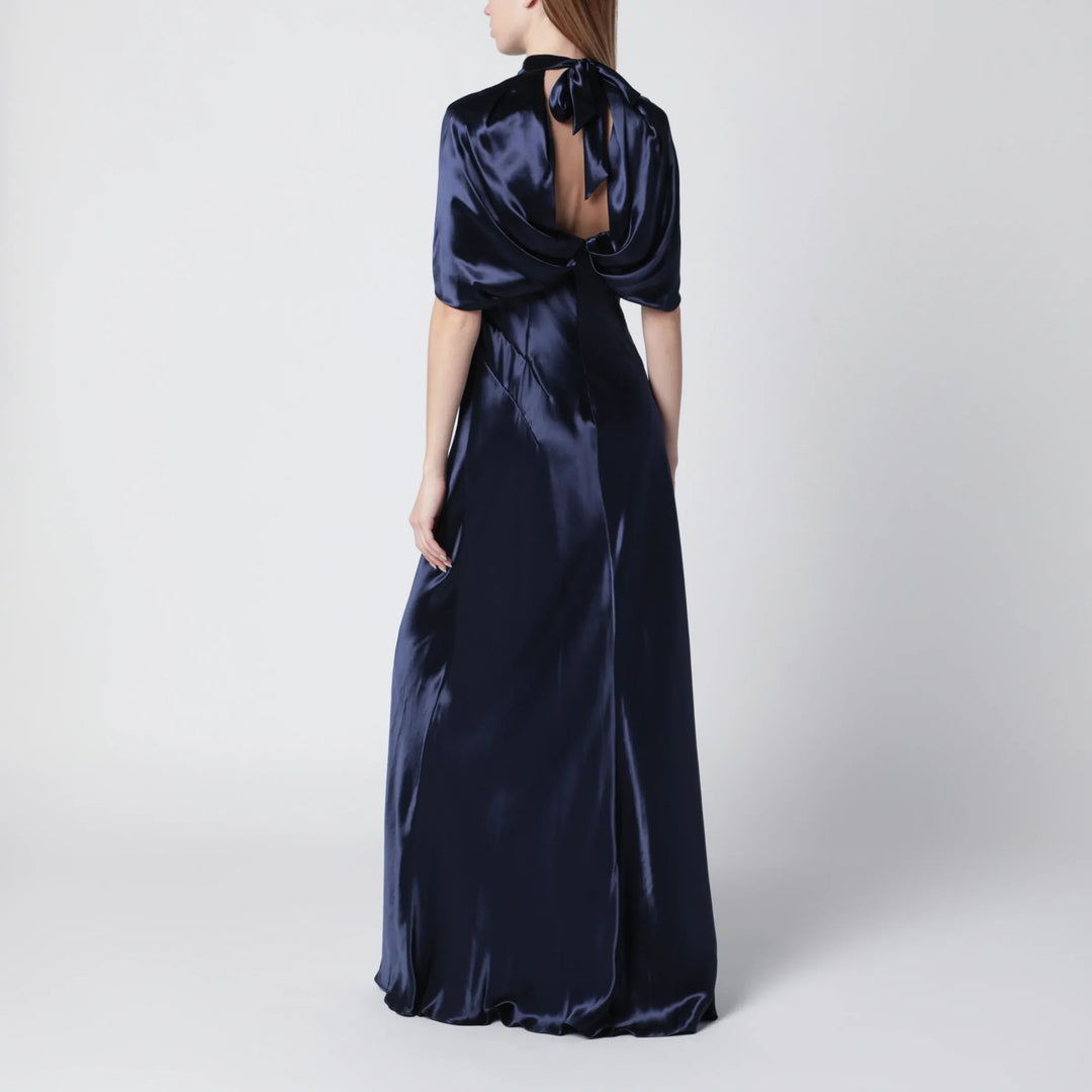 Alberta Ferretti - Long blue dress in shiny satin Brand Dresses