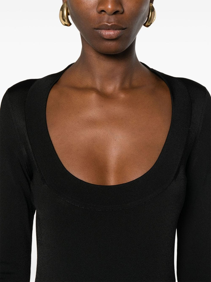 Saint Laurent Dresses Saint Laurent Black Ribbed Knit Long Sleeve Dress Saint Laurent Black Ribbed Knit Long Sleeve Dress I at Italian Luxury Group Brand